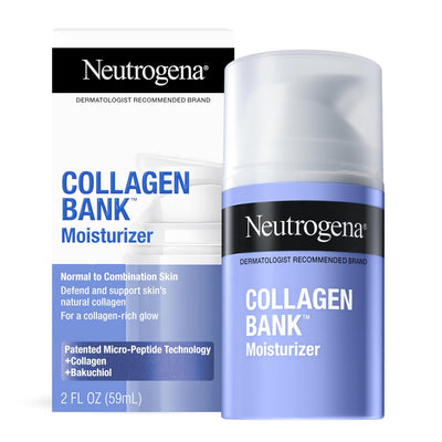 Neutrogena Collagen Bank Face Moisturizer, Daily Anti-Aging Face & Neck Firming Collagen Cream, Bakuchiol & Micro-Peptides Face Lotion, Support Skin’s Natural Collagen for Visibly Plump Skin, 2 fl. oz