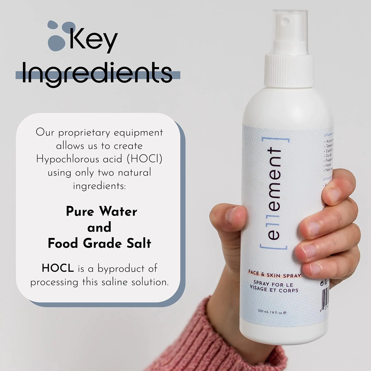 e11ement Hypochlorous Acid Face and Skin Spray - Safe for Use on Acne Prone Skin