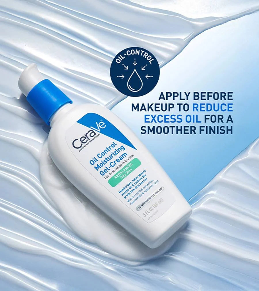 CeraVe Oil Control Moisturizing Gel-Cream, Face Moisturizer for Oily Skin, Niacinamide, Hyaluronic Acid & Oil Absorbing Technology To Rebalance Oily Skin, Non-Comedogenic, Fragrance Free & Oil-Free