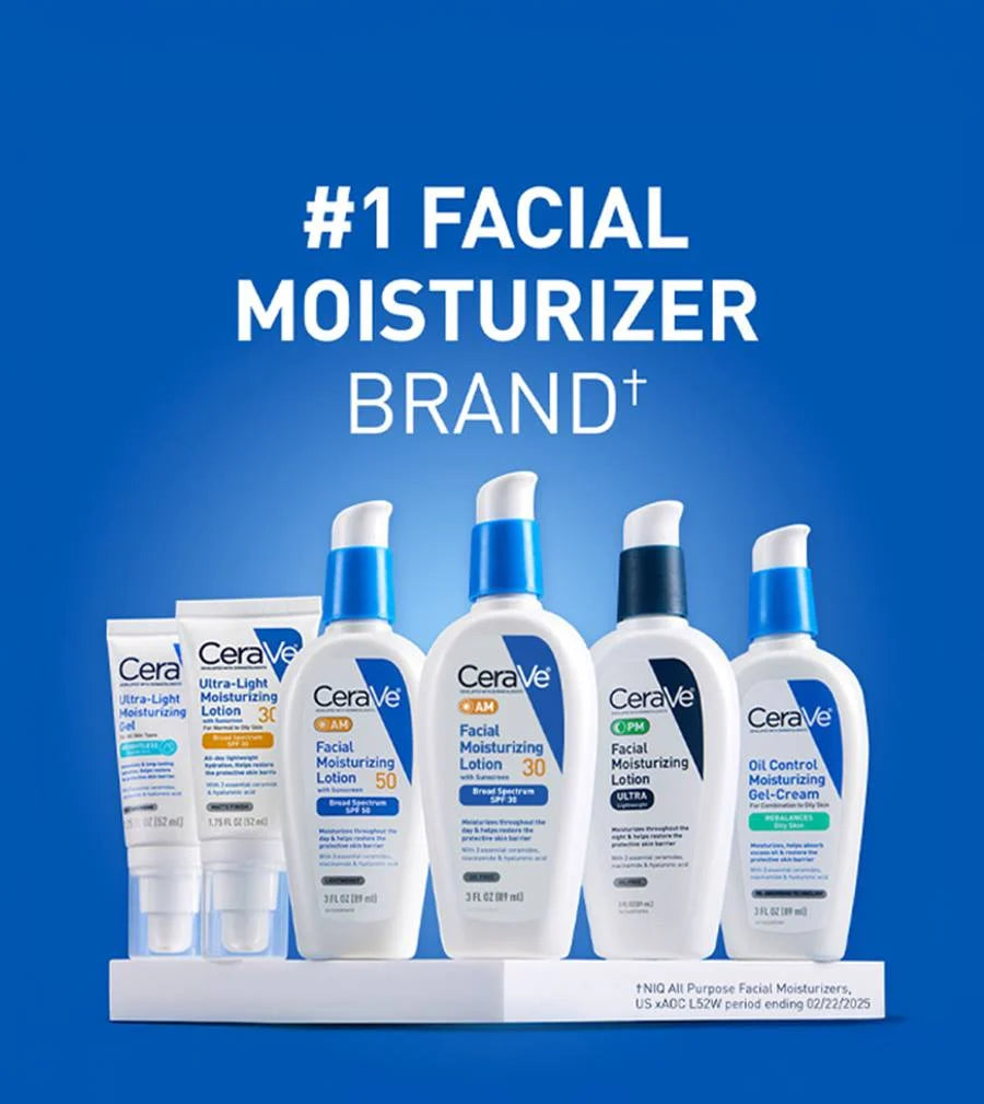 CeraVe Ultra-Light Moisturizing Gel, Hydrating Gel Face Moisturizer For Men & For Women with Ceramides, Niacinamide, Hyaluronic Acid, Fragrance Free, Oil-Free, Mattifying Moisturizer, 1.75 FL Oz