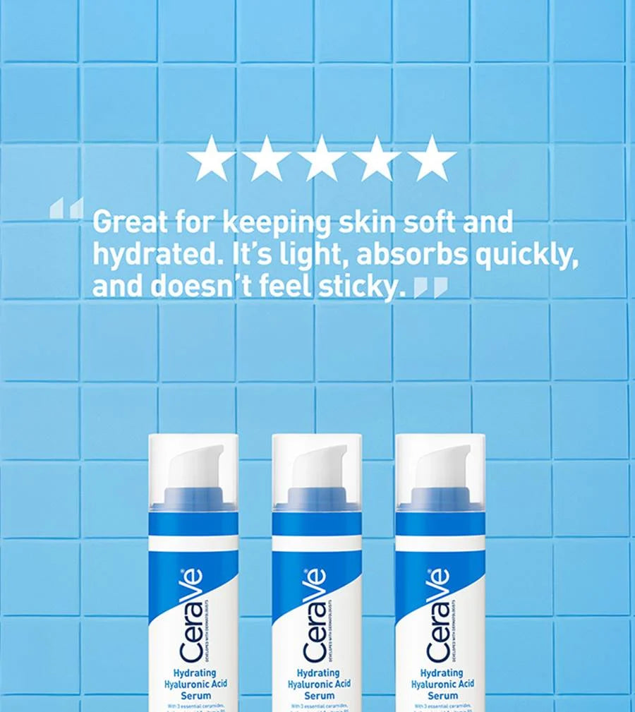 Cerave Hyaluronic Acid Serum for Face with Vitamin B5 and Ceramides, Hydrating Face Serum for Dry Skin, Fragrance Free, 1 Ounce