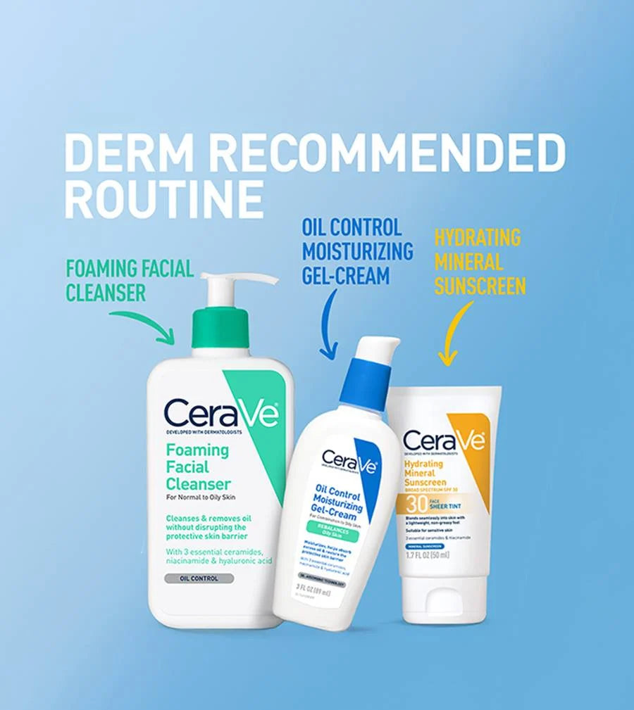 CeraVe Oil Control Moisturizing Gel-Cream, Face Moisturizer for Oily Skin, Niacinamide, Hyaluronic Acid & Oil Absorbing Technology To Rebalance Oily Skin, Non-Comedogenic, Fragrance Free & Oil-Free