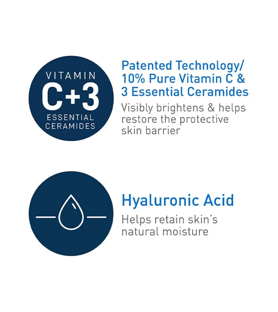 CeraVe Vitamin C Serum with Hyaluronic Acid, Skin Brightening Serum for Face with 10% Pure Vitamin C, Fragrance Free, 1 Fl. Oz