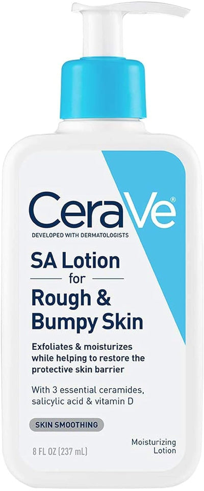 CeraVe SA Lotion for Rough & Bumpy Skin, Vitamin D, Hyaluronic Acid, Lactic Acid & Salicylic Acid Lotion, Fragrance Free & Allergy Tested