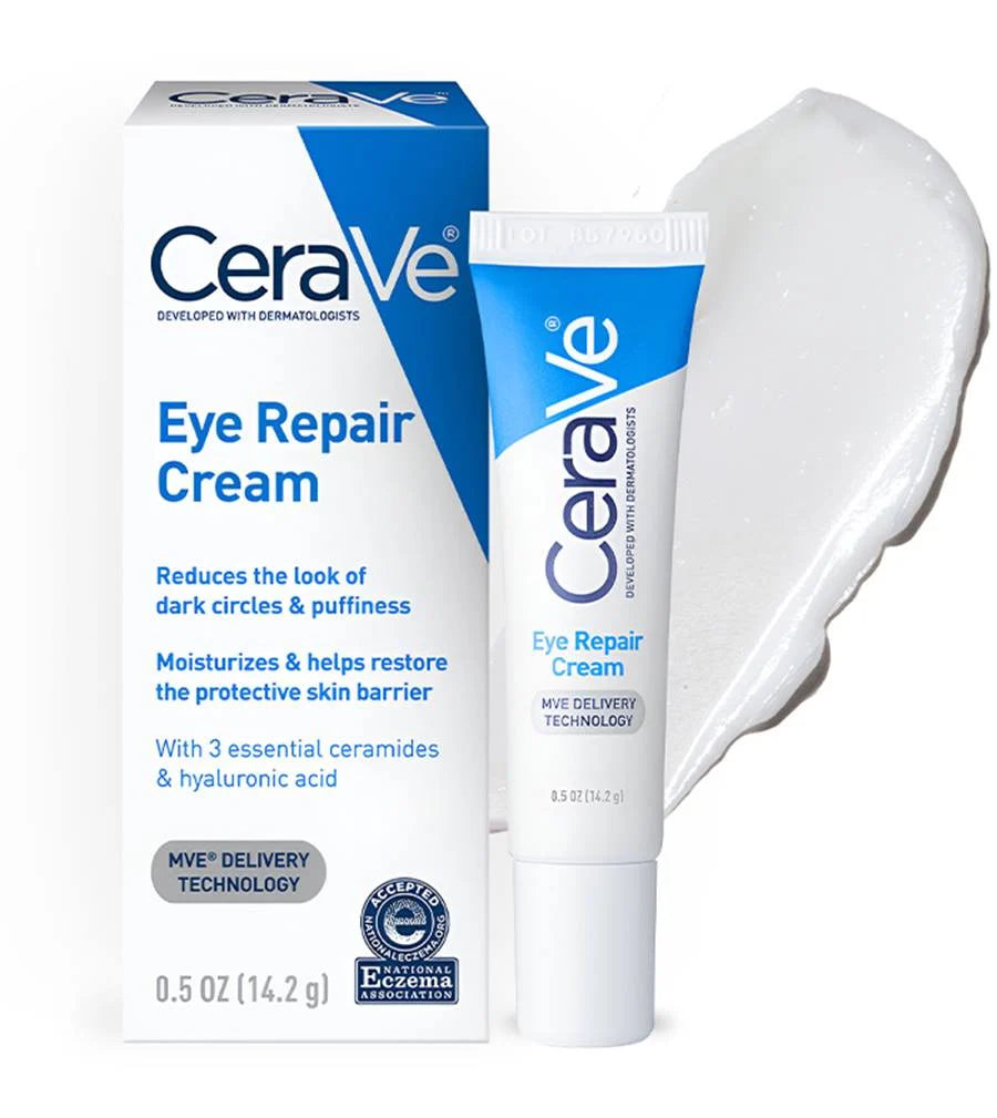 CeraVe Eye Repair Cream, Under Eye Cream For Puffiness And Bags Under Eyes, Hyaluronic Acid + Niacinamide + Marine Botanical Complex, Oil Free & Opthalmologist Tested
