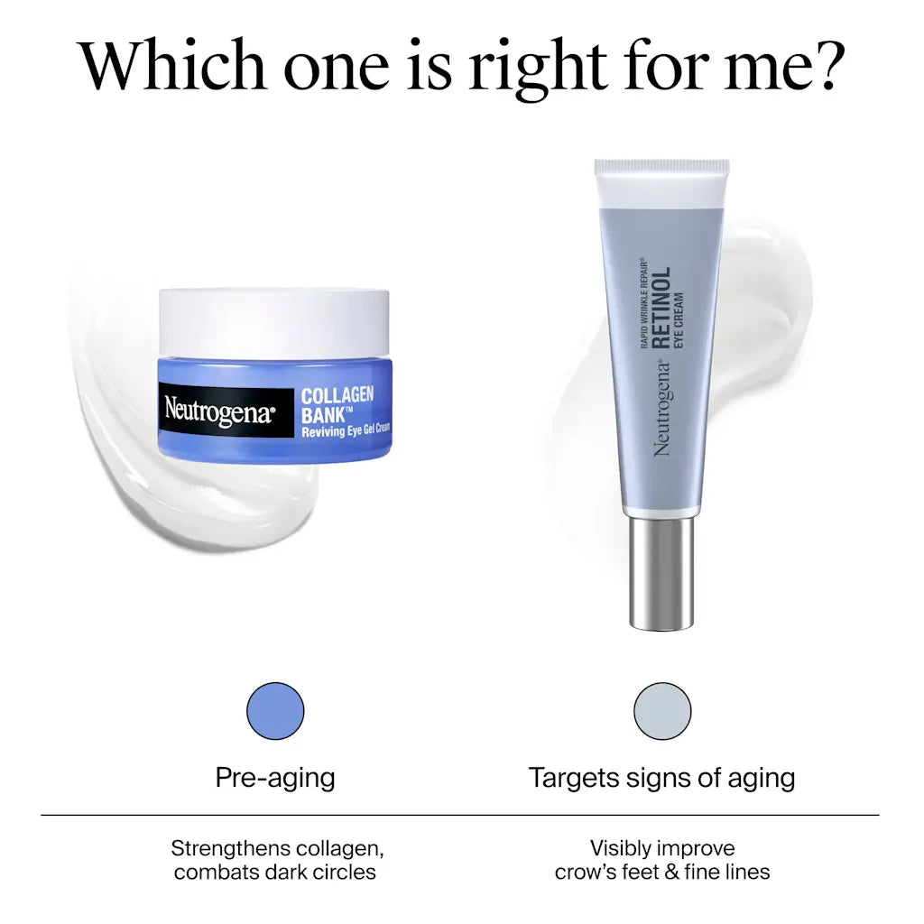 Neutrogena Collagen Bank Reviving Eye Cream, Under Eye Cream, Helps Preserve Collagen, Visibly Improves Dark Circles, Puffiness, Fine Lines, Texture, Fragrance Free, with Peptides 0.5 oz