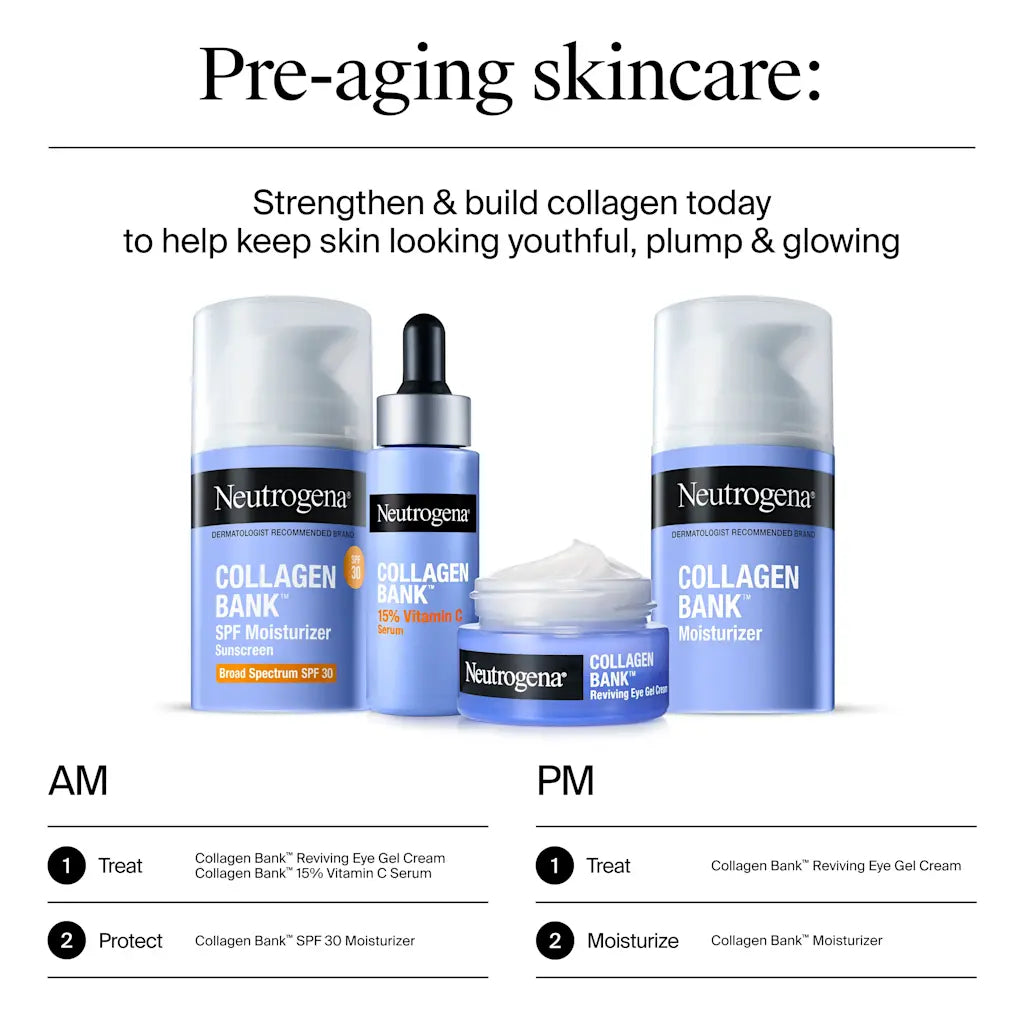 Neutrogena Collagen Bank Reviving Eye Cream, Under Eye Cream, Helps Preserve Collagen, Visibly Improves Dark Circles, Puffiness, Fine Lines, Texture, Fragrance Free, with Peptides 0.5 oz