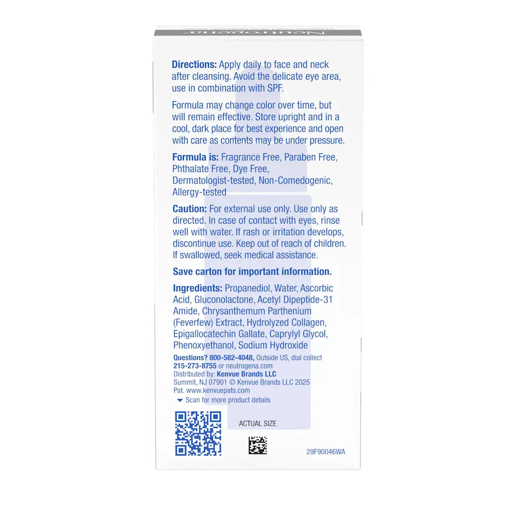 Neutrogena Collagen Bank 15% Vitamin C Face Serum, Vitamin C Serum for Face Helps Build Collagen for Glowing, Plumper Looking Skin, Uneven Skin Tone Treatment, Fragrance Free, 0.5 fl. oz