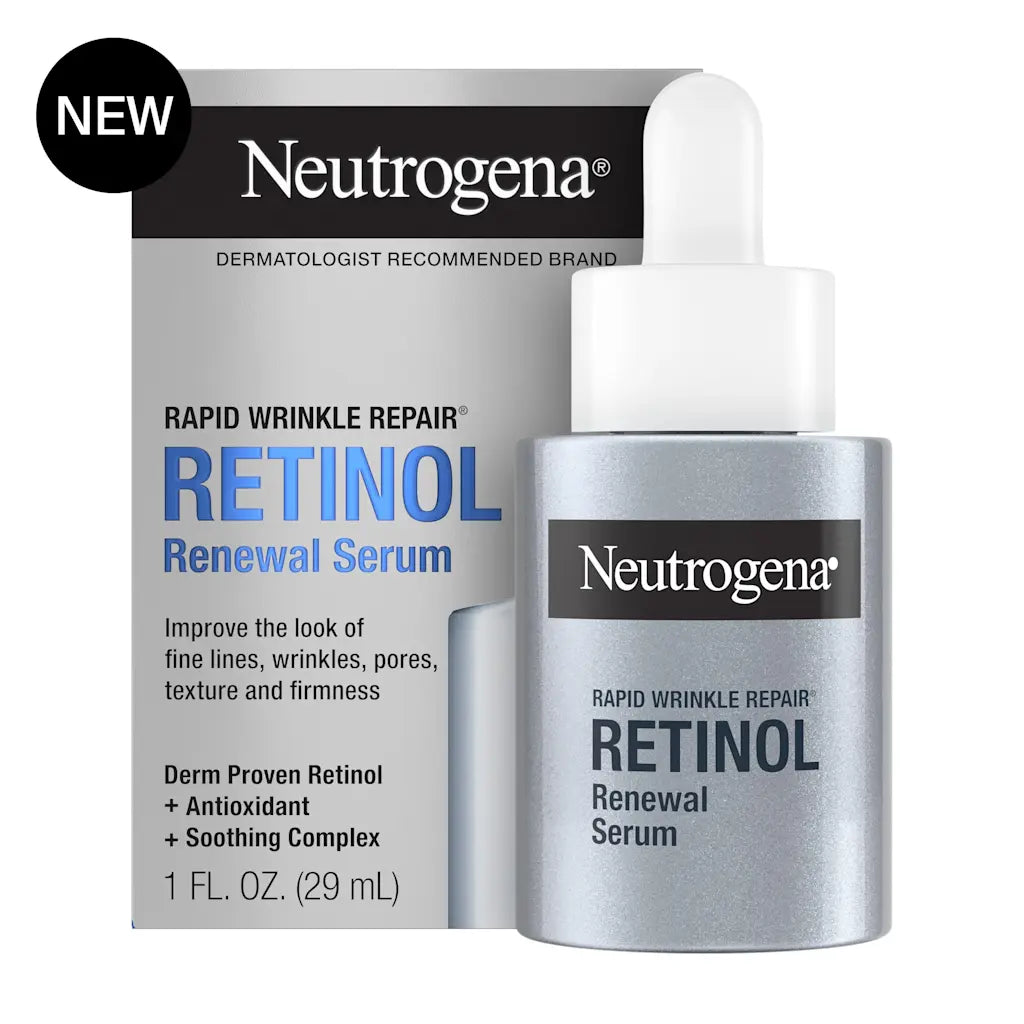 Neutrogena Rapid Wrinkle Repair Retinol Renewal Serum, Lightweight Anti-Aging Facial Serum with Pure Retinol & Antioxidants to Improve Wrinkles, Dullness & Dark Spots, 1 fl oz