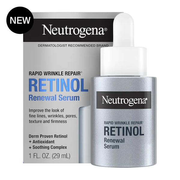 Neutrogena Rapid Wrinkle Repair Retinol Renewal Serum, Lightweight Anti-Aging Facial Serum with Pure Retinol & Antioxidants to Improve Wrinkles, Dullness & Dark Spots, 1 fl oz