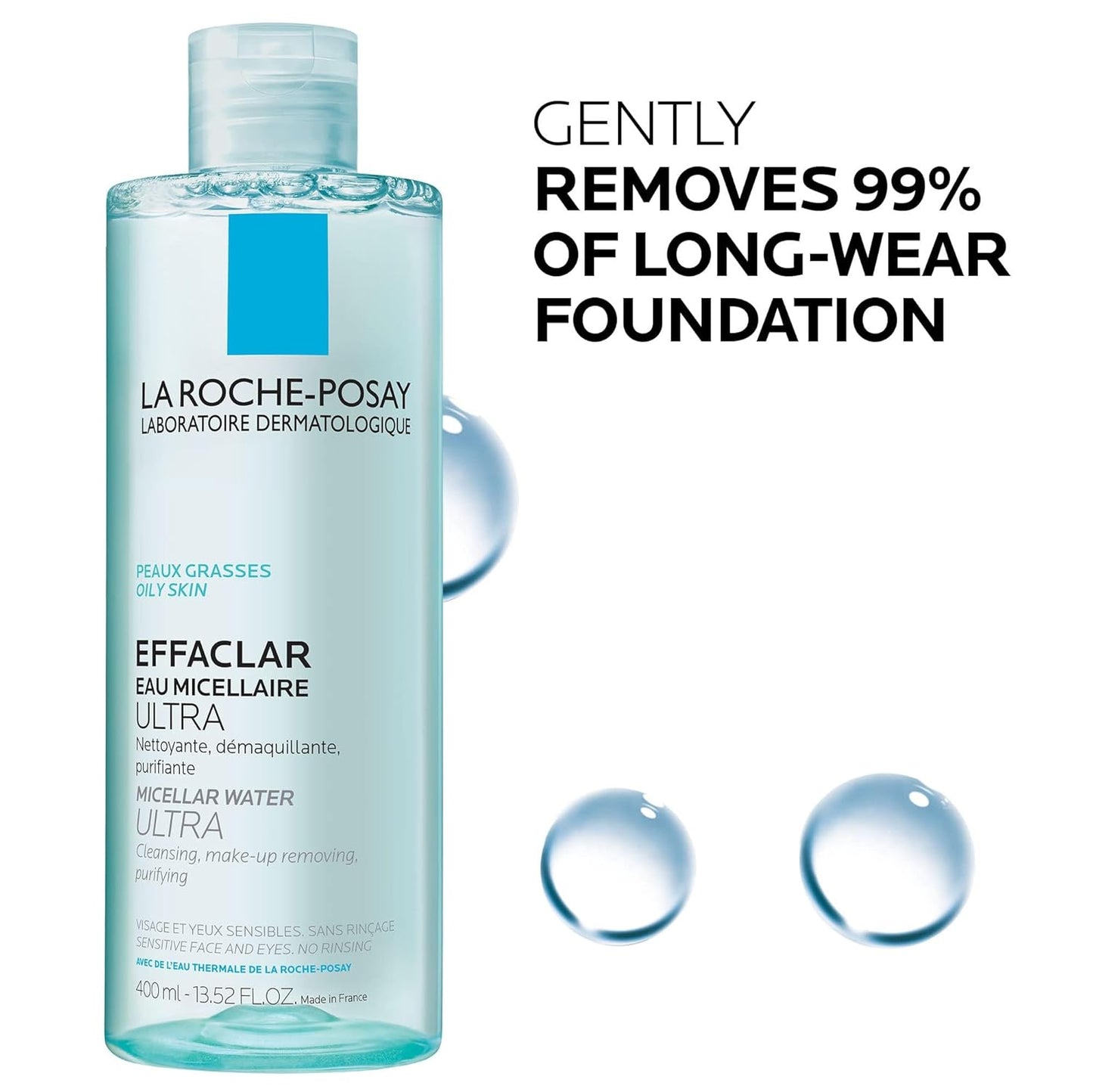 La Roche-Posay Effaclar Micellar Cleansing Water Toner for Oily Skin, Oil Free Makeup Remover, Safe for Sensitive Skin with Thermal Spring Water