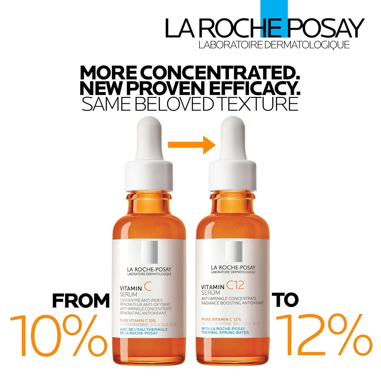 La Roche-Posay Pure 12% Vitamin C Serum For Face With Hyaluronic Acid & Salicylic Acid, Hydrating Face Serum, Boost Radiance & Reduce Wrinkles, 2 Formulas for Normal or Oily Skin Control