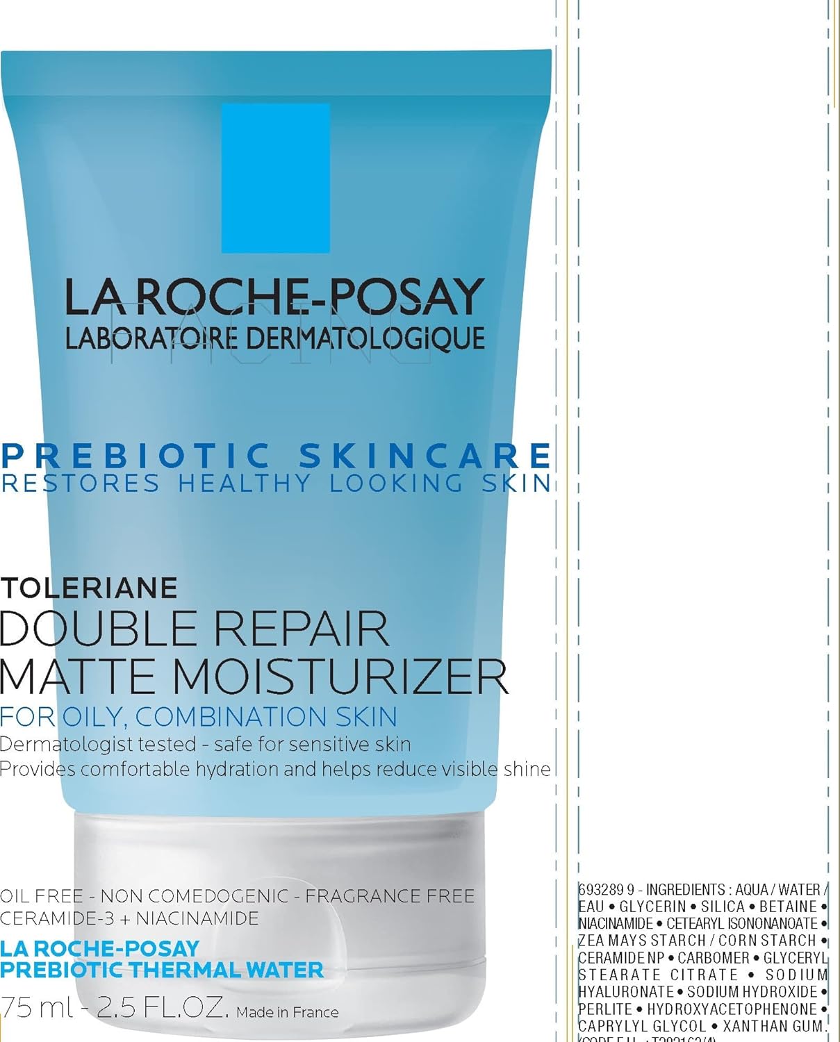 La Roche-Posay Toleriane Double Repair Matte Face Moisturizer, Daily Moisturizer For Oily Skin With Ceramide And Niacinamide For All Skin Tones, Oil Free, Non-Comedogenic, Available with SPF 30
