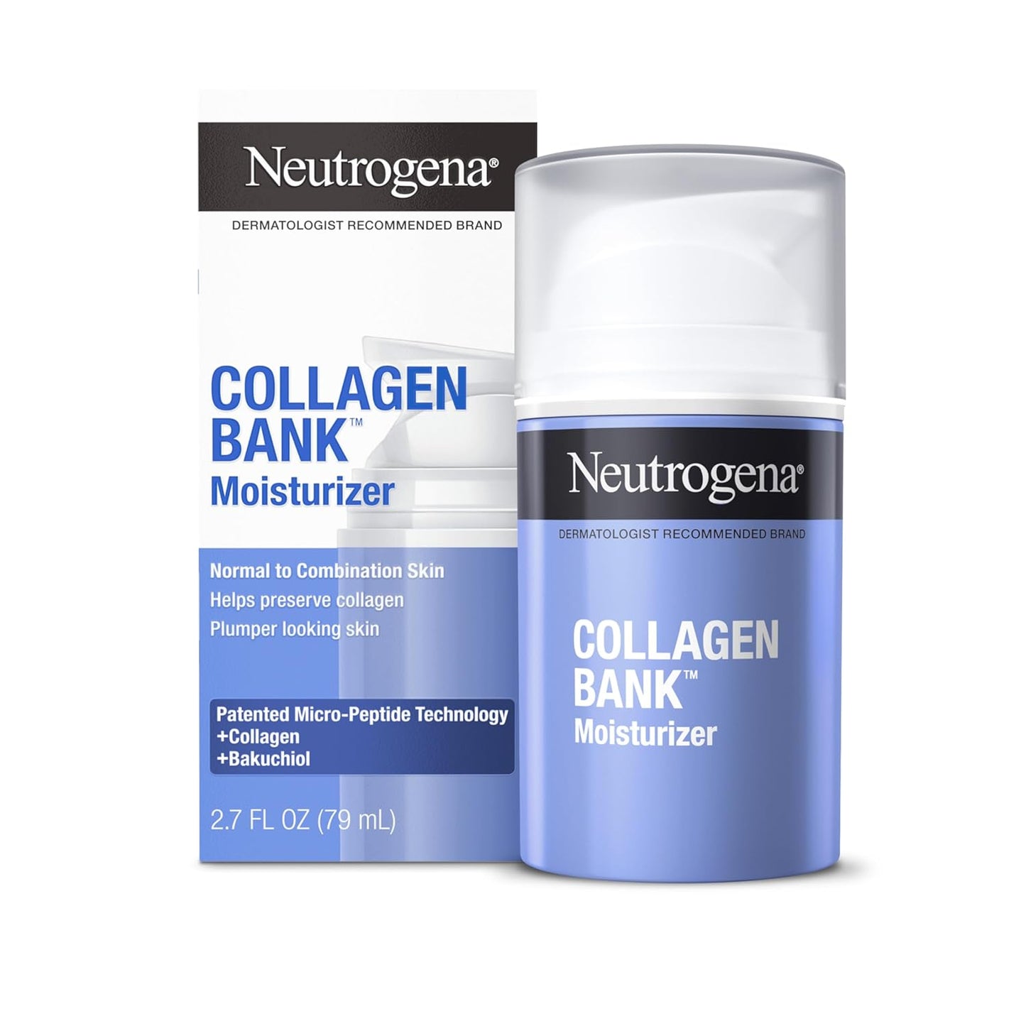 Neutrogena Collagen Bank Face Moisturizer, Daily Anti-Aging Face & Neck Firming Collagen Cream, Bakuchiol & Micro-Peptides Face Lotion, Support Skin’s Natural Collagen for Visibly Plump Skin, 2 fl. oz