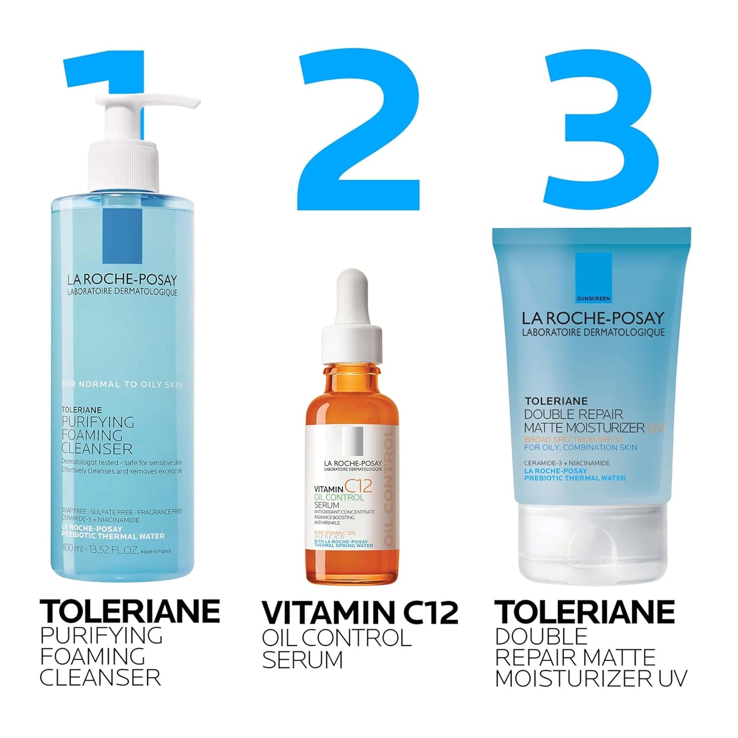La Roche-Posay Toleriane Double Repair Matte Face Moisturizer, Daily Moisturizer For Oily Skin With Ceramide And Niacinamide For All Skin Tones, Oil Free, Non-Comedogenic, Available with SPF 30