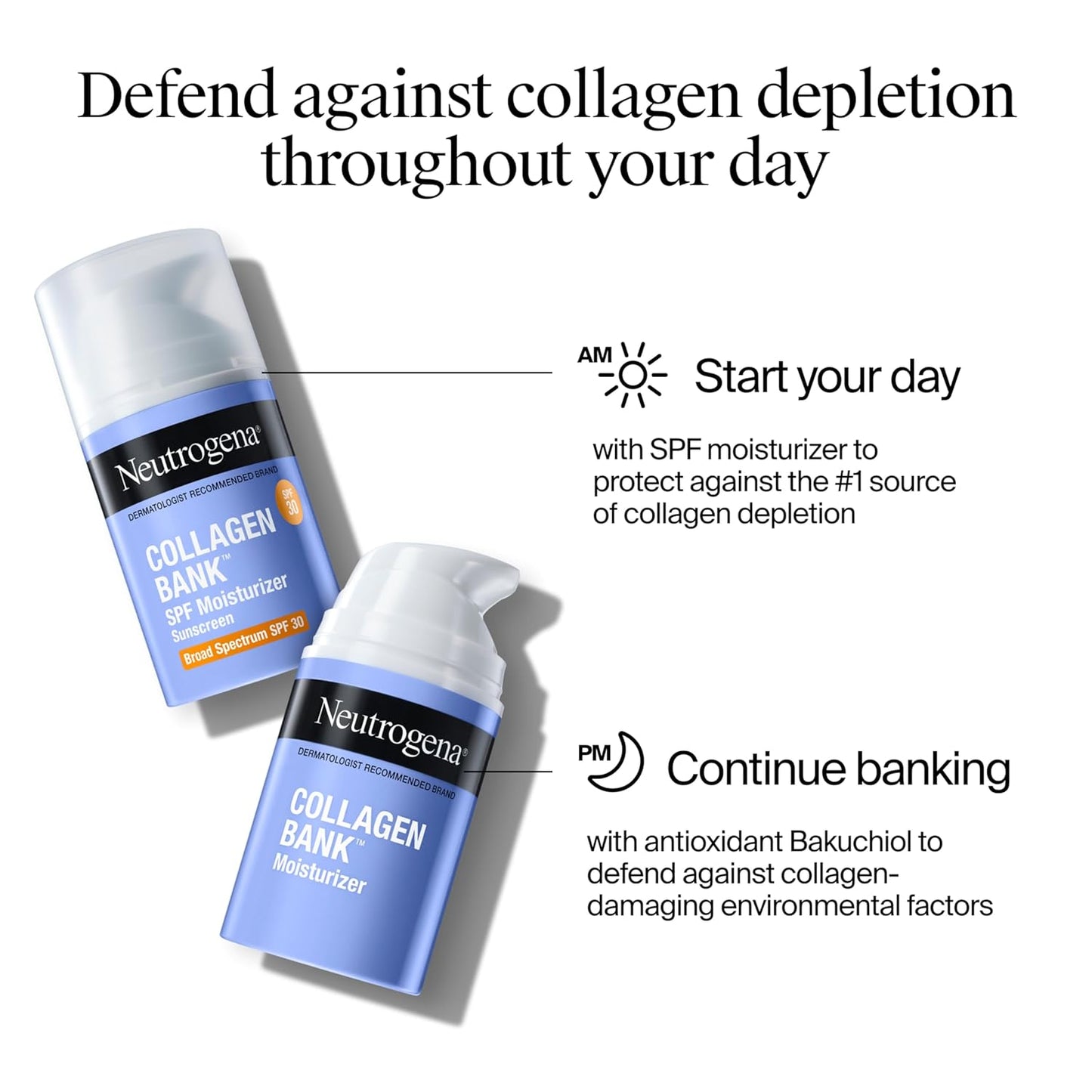 Neutrogena Collagen Bank Face Moisturizer, Daily Anti-Aging Face & Neck Firming Collagen Cream, Bakuchiol & Micro-Peptides Face Lotion, Support Skin’s Natural Collagen for Visibly Plump Skin, 2 fl. oz