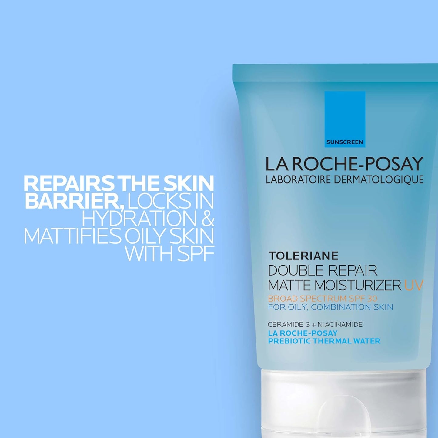 La Roche-Posay Toleriane Double Repair Matte Face Moisturizer, Daily Moisturizer For Oily Skin With Ceramide And Niacinamide For All Skin Tones, Oil Free, Non-Comedogenic, Available with SPF 30
