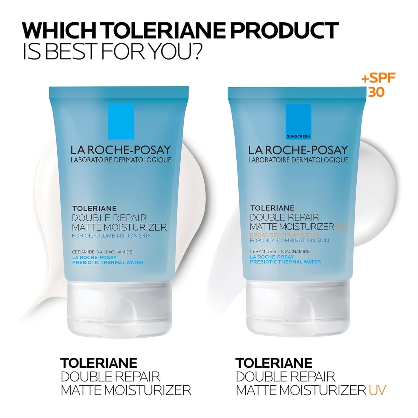 La Roche-Posay Toleriane Double Repair Matte Face Moisturizer, Daily Moisturizer For Oily Skin With Ceramide And Niacinamide For All Skin Tones, Oil Free, Non-Comedogenic, Available with SPF 30