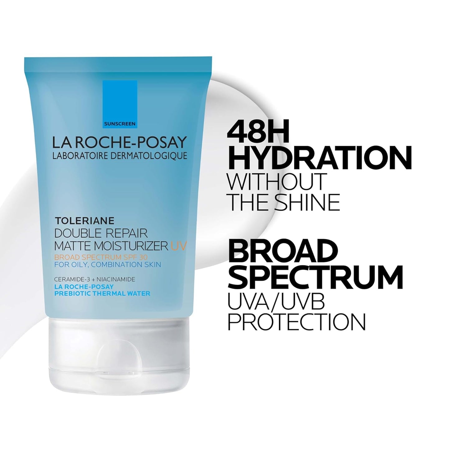 La Roche-Posay Toleriane Double Repair Matte Face Moisturizer, Daily Moisturizer For Oily Skin With Ceramide And Niacinamide For All Skin Tones, Oil Free, Non-Comedogenic, Available with SPF 30