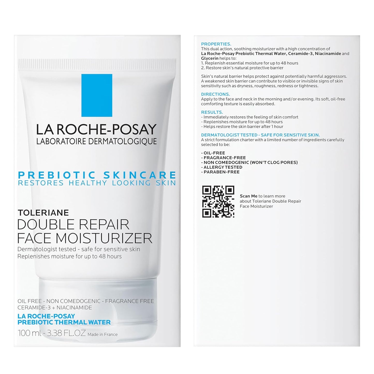 La Roche-Posay Toleriane Double Repair Face Moisturizer, Daily Moisturizer Face Cream with Ceramide & Niacinamide for All Skin Types, Immediate Comfort & Long Lasting Hydration, Fragrance Free
