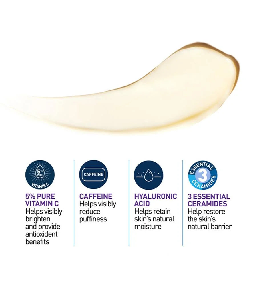 CeraVe Skin Renewing Vitamin C Eye Cream, Vitamin C, Hyaluronic Acid, Ceramides & Caffeine, Under Eye Cream For Dark Circles and Puffiness, Fragrance Free & Ophthalmologist Tested, 0.5 Fl. Oz