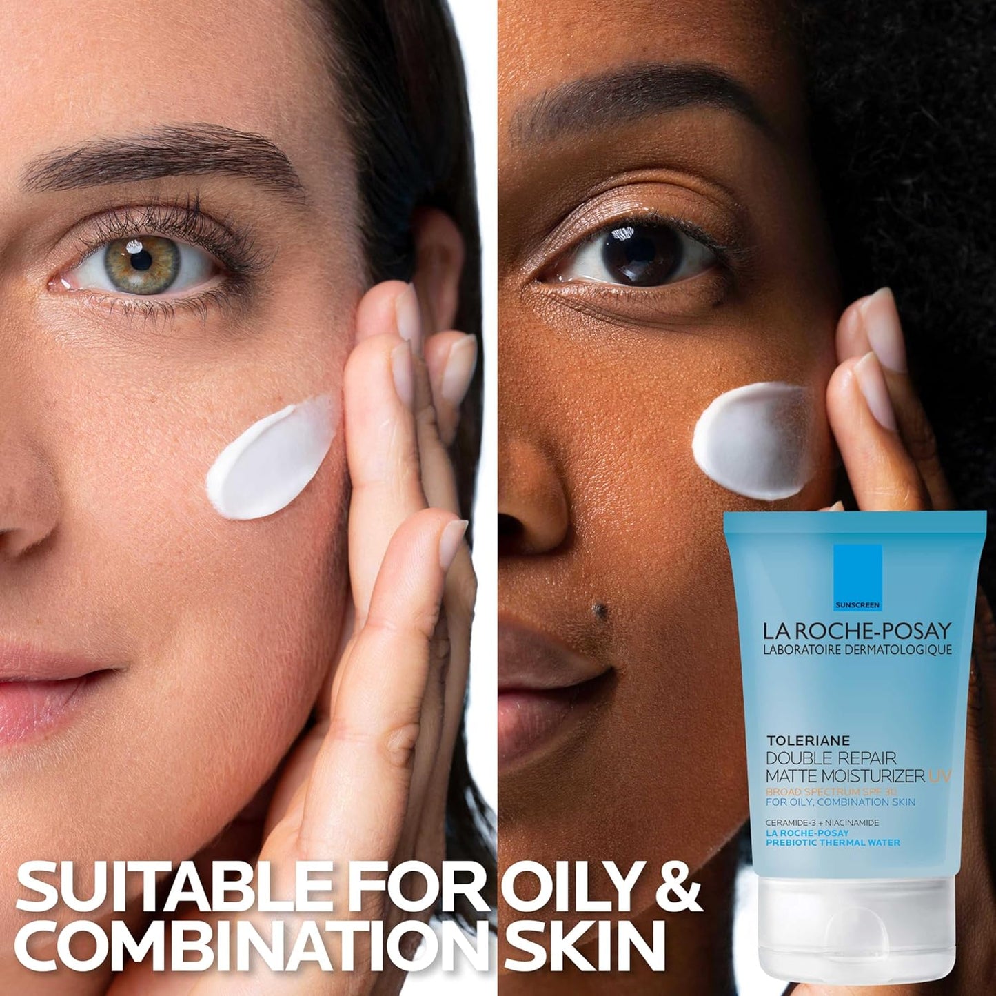 La Roche-Posay Toleriane Double Repair Matte Face Moisturizer, Daily Moisturizer For Oily Skin With Ceramide And Niacinamide For All Skin Tones, Oil Free, Non-Comedogenic, Available with SPF 30
