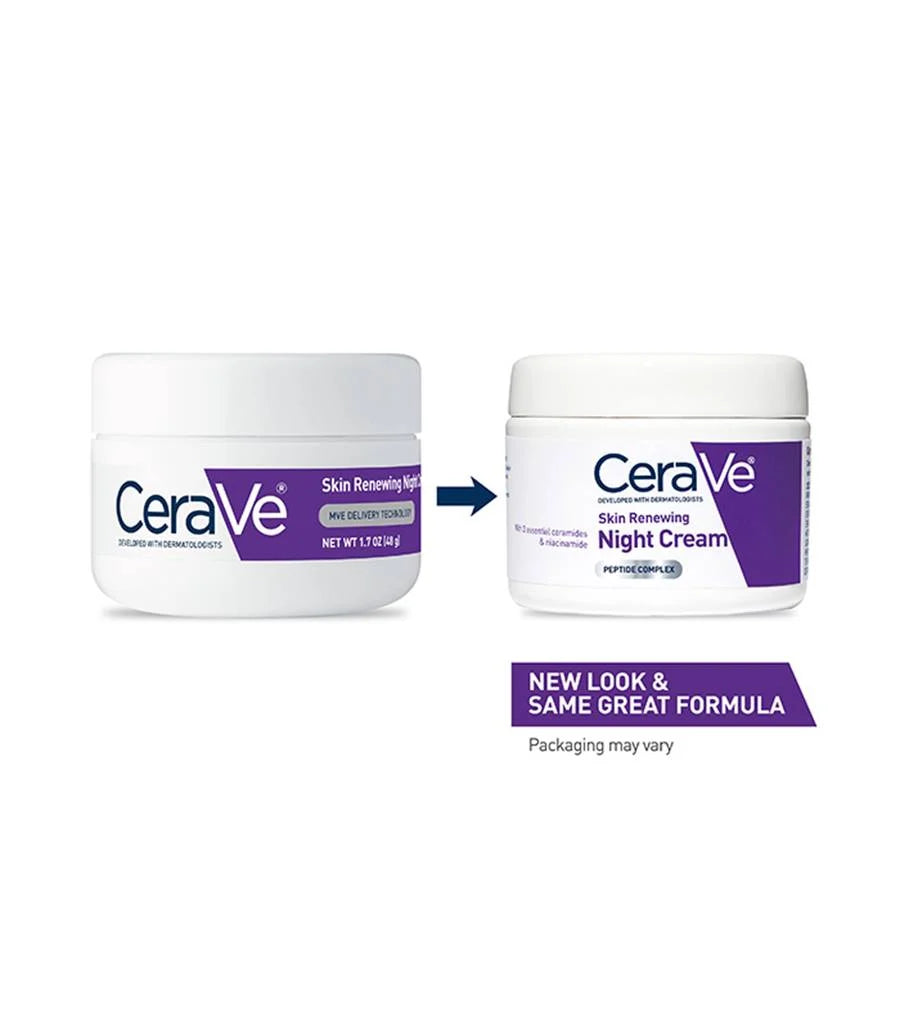 CeraVe Skin Renewing Night Cream, Niacinamide, Peptide Complex, and Hyaluronic Acid Moisturizer for Face, 1.7 Ounce, Packaging may Vary