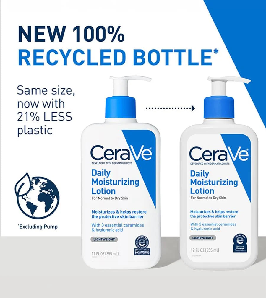 CeraVe Daily Moisturizing Lotion for Dry Skin, Body Lotion & Face Moisturizer with Hyaluronic Acid and Ceramides, Daily Moisturizer, Fragrance Free, Oil-Free