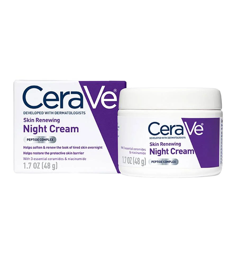 CeraVe Skin Renewing Night Cream, Niacinamide, Peptide Complex, and Hyaluronic Acid Moisturizer for Face, 1.7 Ounce, Packaging may Vary