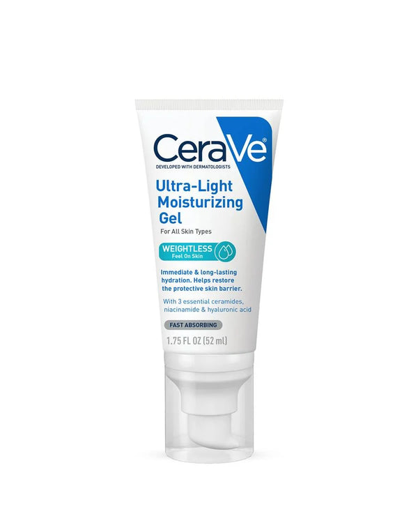 CeraVe Ultra-Light Moisturizing Gel, Hydrating Gel Face Moisturizer For Men & For Women with Ceramides, Niacinamide, Hyaluronic Acid, Fragrance Free, Oil-Free, Mattifying Moisturizer, 1.75 FL Oz